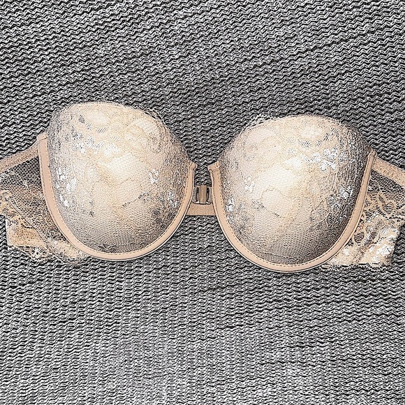 Nude French Strapless Lace Push-Up Bra - Picture 3 of 8